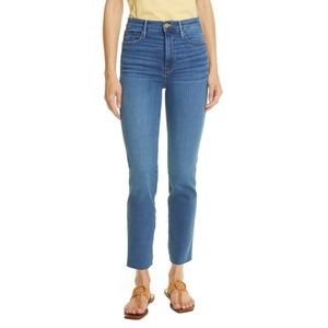 Frame Le Sylvie High Waist Raw Hem Straight Leg Jeans 29